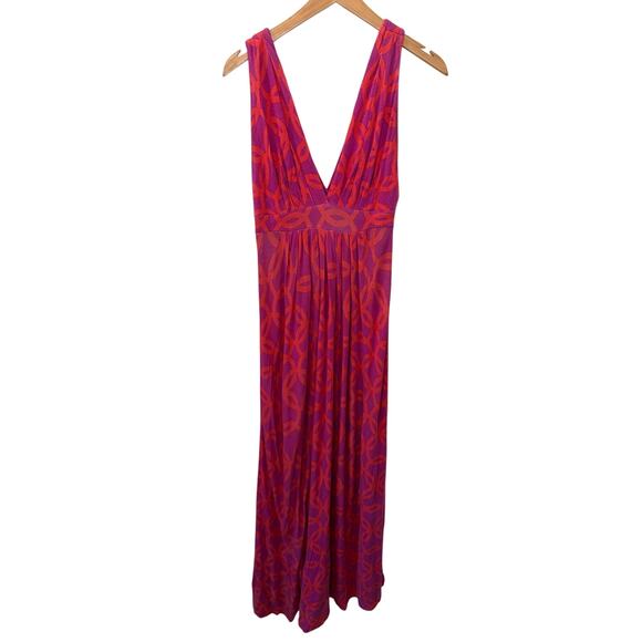 Tart Dresses & Skirts - Tart Tropical Midcentury Boho Resortwear V Neck Sleevless Maxi Dress XS Pink